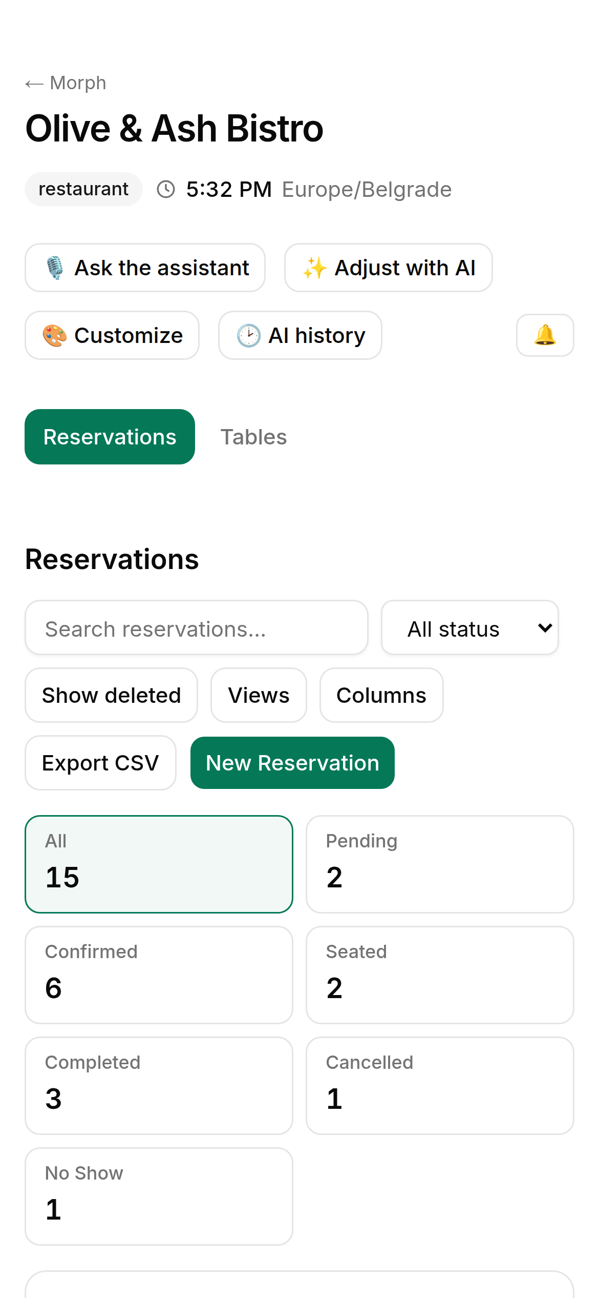 Morph dashboard on mobile
